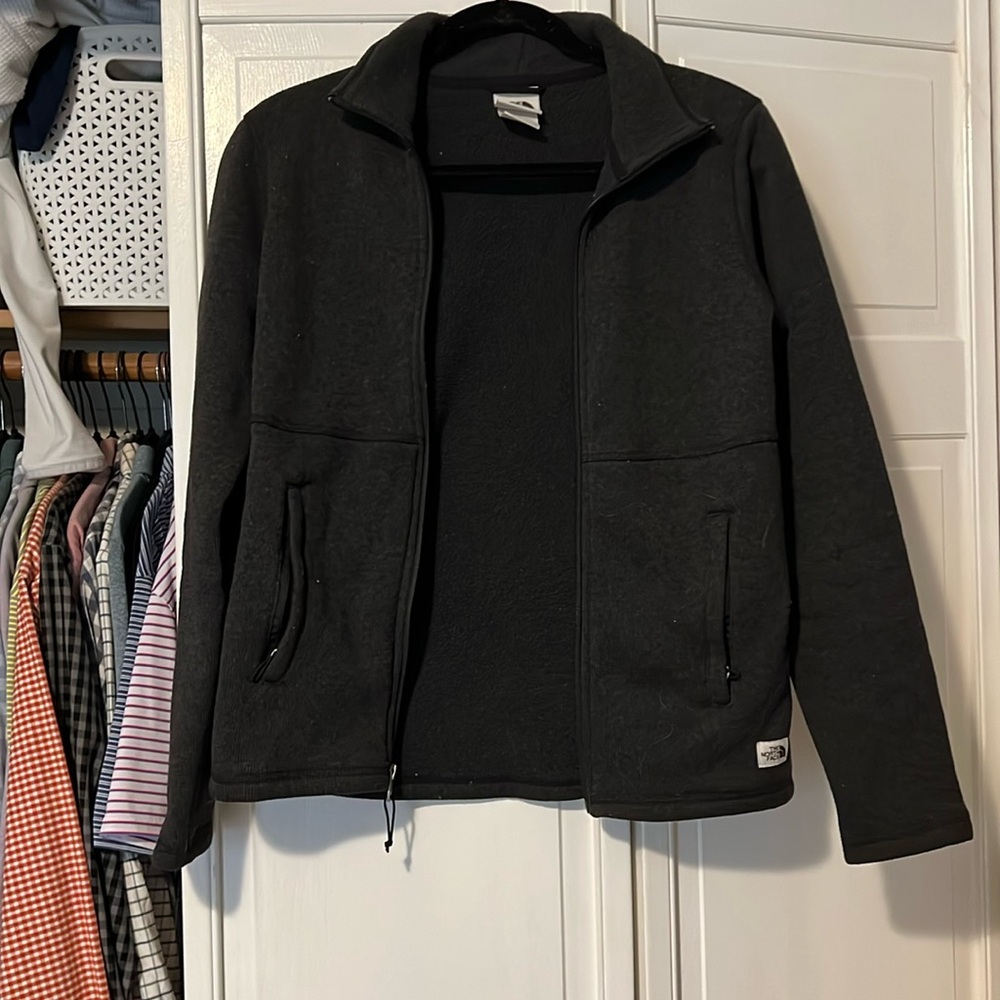 The North face black heathered zip up jacket XS